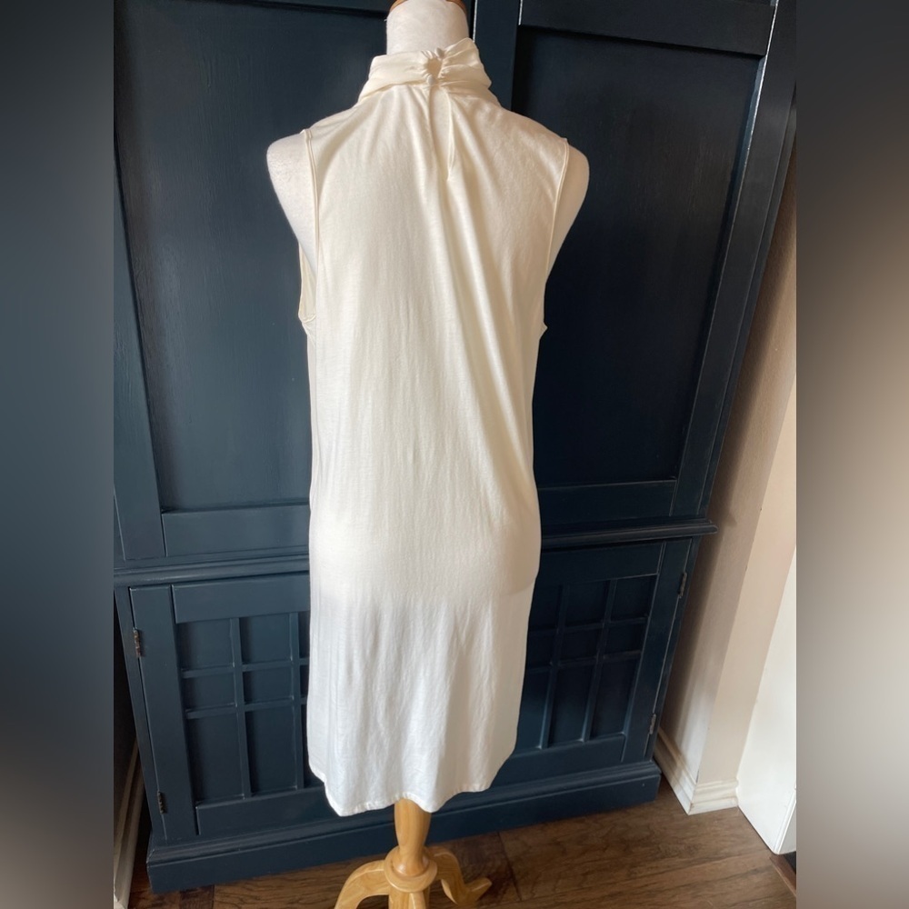 Massimo Dutti Silk Sleeveless Dress with Tie Detail in Neutral Cream - Size M - Picture 3 of 5